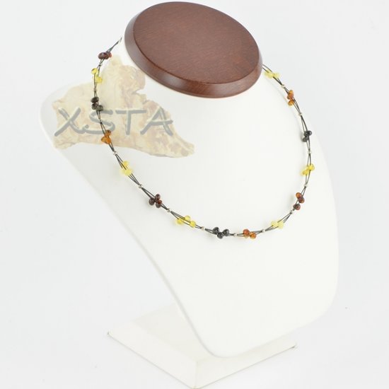 Amber necklace polished baroque with wire